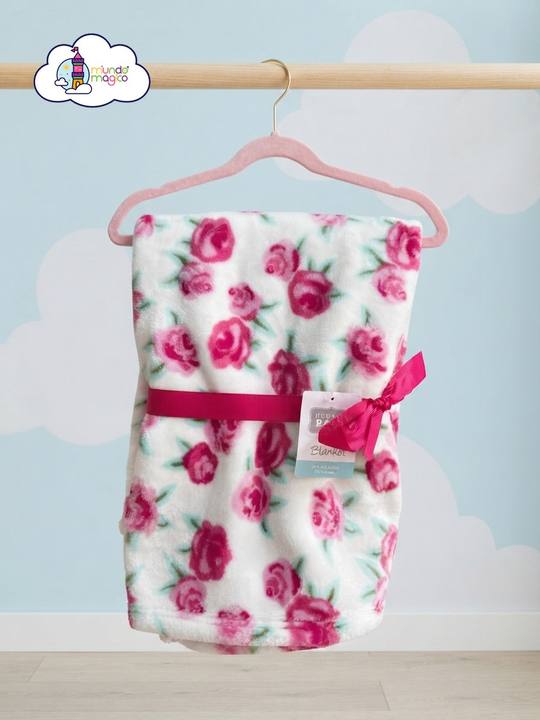 Cobija de niña estampada de rosas 76x102cm