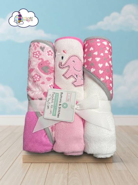 Set de 3 Toallas con Capucha para Bebé Buttons & Stitches