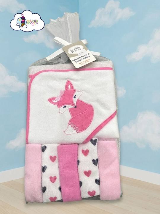 Set de Toalla con Capucha y Toallitas de Baño Zorrita