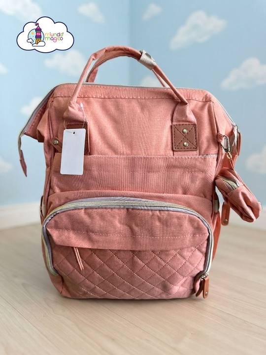 Mochila Pañalera Salmón con Mini Estuche