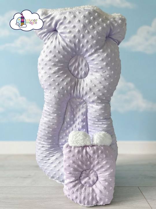Set de Cojín de Soporte y Almohadita Lila para Bebé