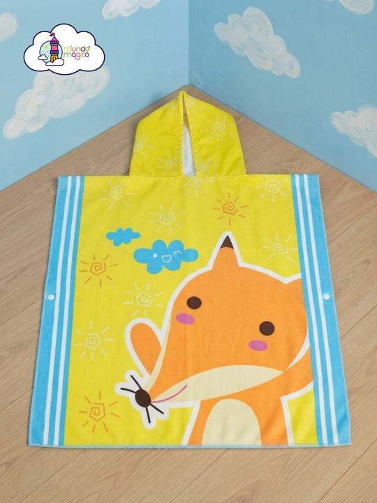 Toalla Poncho Infantil con Capucha Diseño Zorro