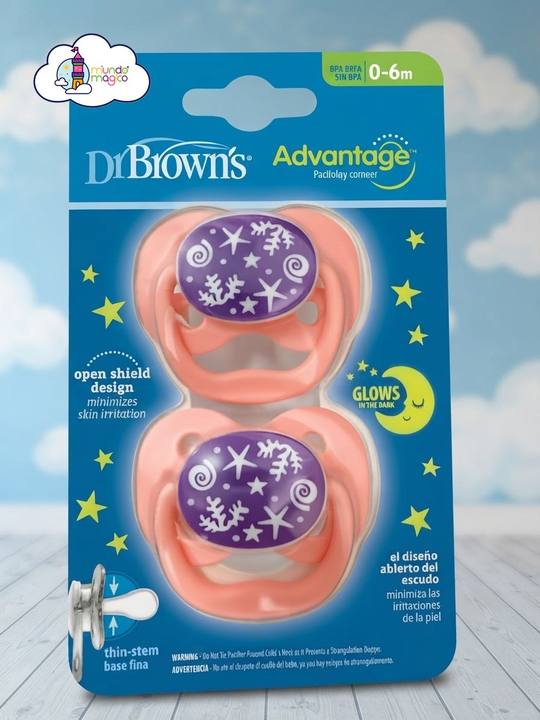 Set de Chupones Dr. Brown's 0-6m Brilla en la Oscuridad